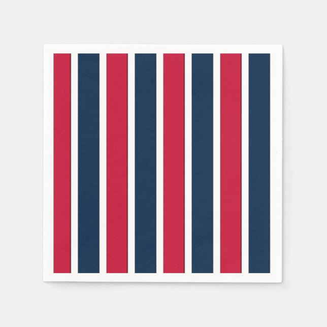 RWB Baseball Coord Stripes 1-PAPER PARTY NAPKINS (Front)