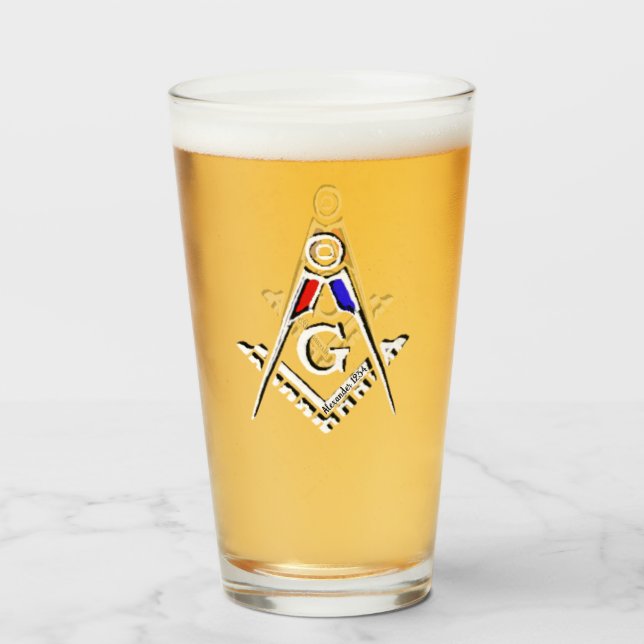 (RWB) Masonic Minds Glass (Back Filled)