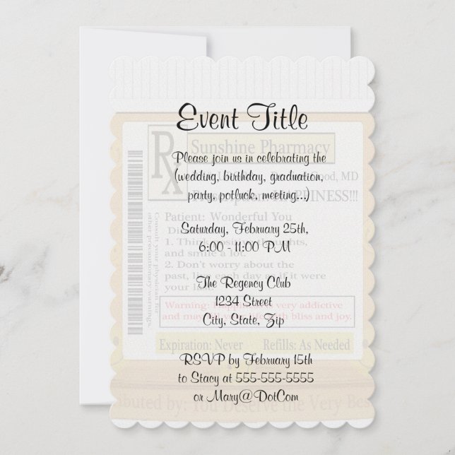 RX Funny Happiness Prescription Invitation (Front)