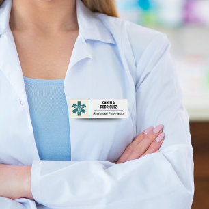RX Pharmacy Medical Care Name Tag with Logo