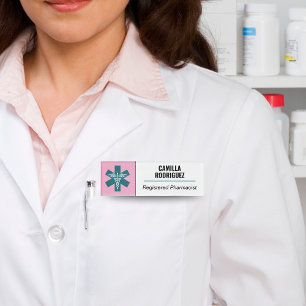 RX Pharmacy Medical Care Name Tag with Logo