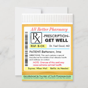 RX Prescription for Health Get Well Card