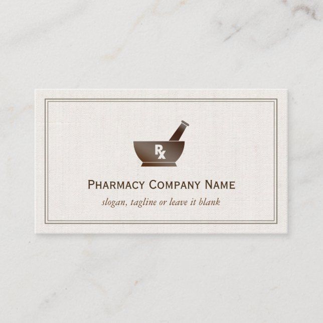 RX Symbol Pharmacy Chemist Company - Classic Linen Business Card (Front)