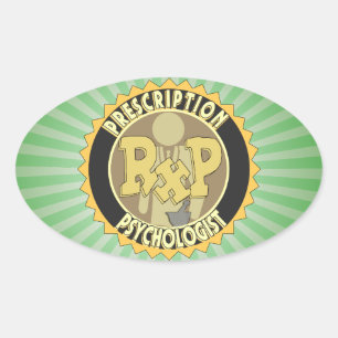 RxP prescription Psychologist LOGO Round Oval Sticker