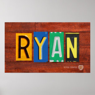 RYAN License Plate Lettering Name Sign Poster