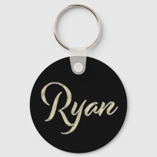 Ryan Name whitegold Button Keytags Key Ring