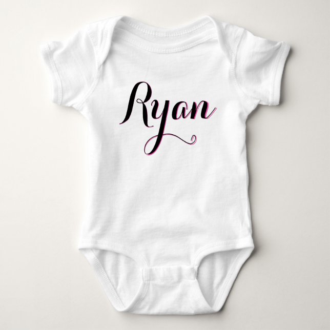 Ryan pink and white girls baby outfit bodysuit (Front)