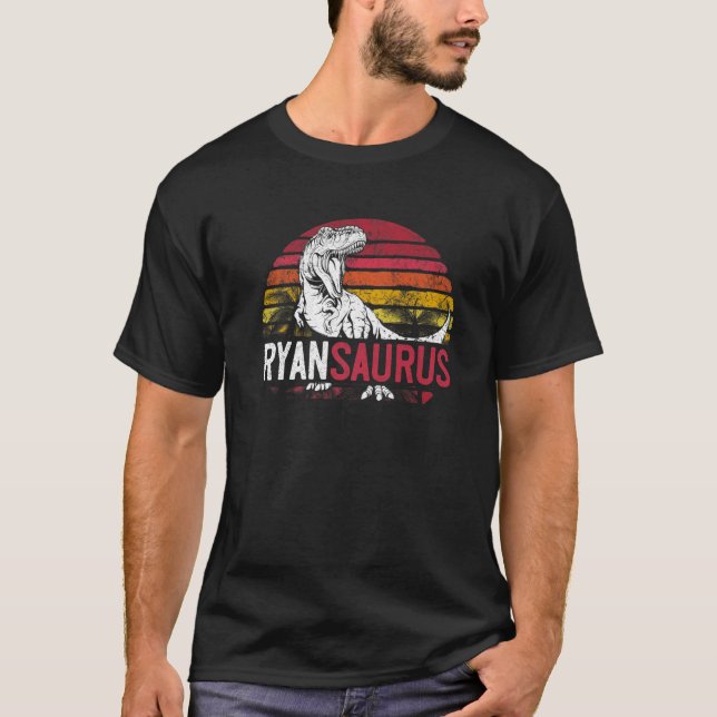 Ryan Saurus Funny Personalised Dinosaur T Rex Name T-Shirt (Front)