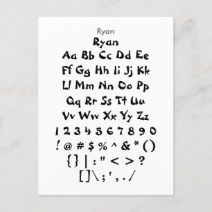 Ryan - Zazzle Font Sampler Sheet Postcard