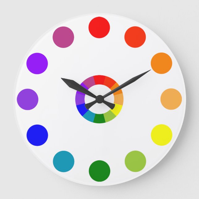RYB Colour Wheel Numberless Large Clock (Front)