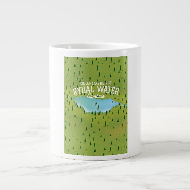 Rydal Water Cumbria Map poster Large Coffee Mug (Front)