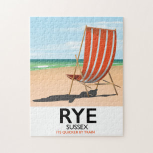 Rye beach Sussex "its quicker by train" Jigsaw Puzzle