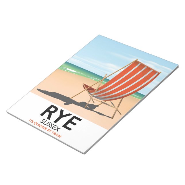 Rye beach Sussex "its quicker by train" Notepad (Angled)