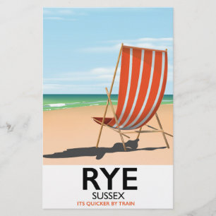 Rye beach Sussex "its quicker by train" Stationery