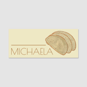 Rye Bread Slices Loaf Jewish Bakery Boulangerie Name Tag