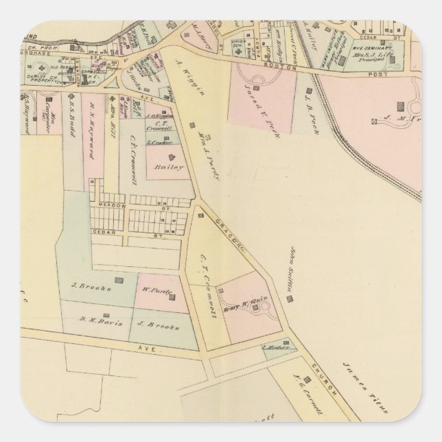 Rye, Cottage Park, New York Square Sticker (Front)