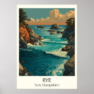 Rye New Hampshire Coastal Rocks Poster
