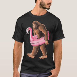rying a Pink Flamingo Pool Floaty Summertime T-Shirt