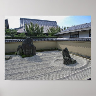 Ryogen-in Raked Gravel Garden - Kyoto Japan Poster