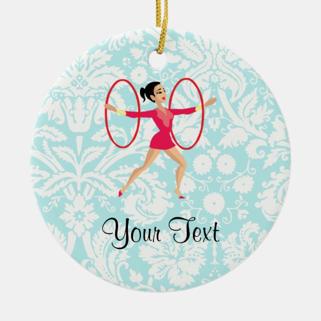 Rythmic Gymnastics Hoops Ceramic Tree Decoration (Front)