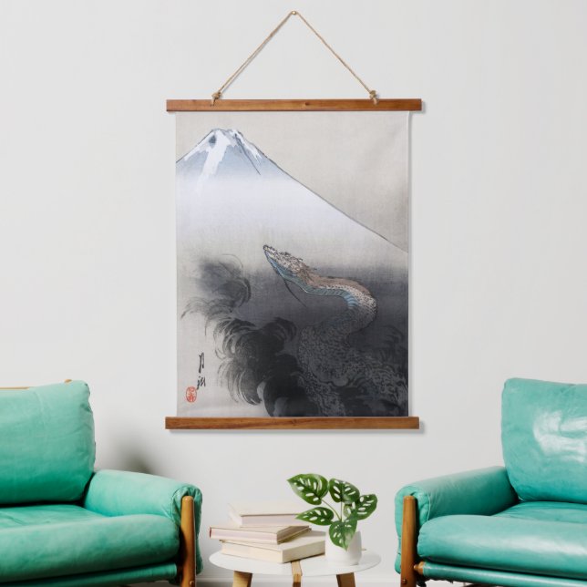Ryu Shoten: Ascending Dragon over Fuji, Japan Hanging Tapestry (Living Room)