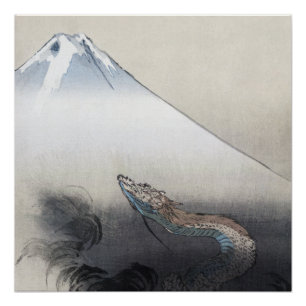 Ryu Shoten Mt. Fuji & Dragon by Ogata Gekko Poster