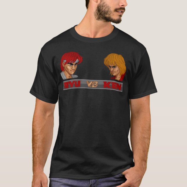 RYU VS KEN LOGO BLACK NO BG T-Shirt (Front)