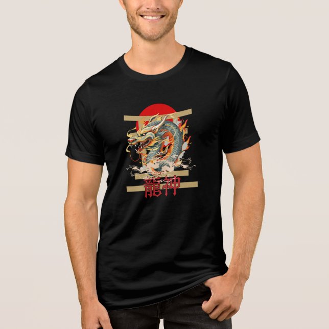 Ryujin - Japanese Dragon Spirit Tri-Blend Shirt (Front)