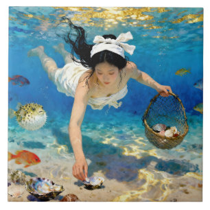 "Ryūshi’s Current" – An Ocean Portrait Ceramic Tile
