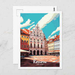Rzeszow Poland vintage travel place illustration Postcard