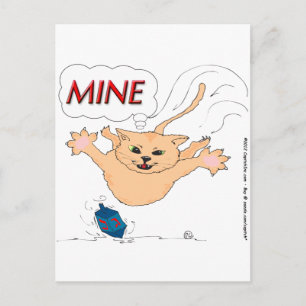 s11 Cat Pouncing on Hanukkah Dradle Holiday Postcard
