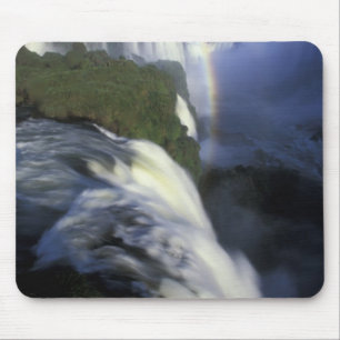 S.A., Brazil, Iguassu Falls Falls with rainbow Mouse Pad