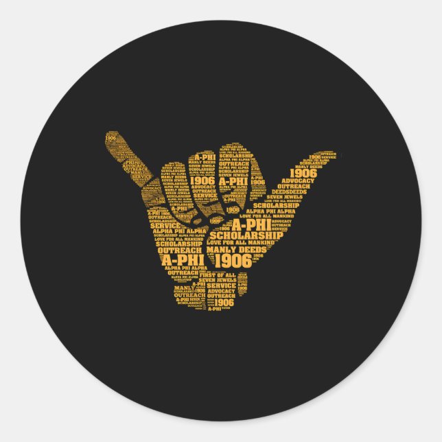 S Alpha African Fraternity Hand Sign Words 1906 Classic Round Sticker (Front)