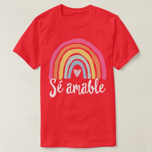 S amable Spanish Bilingual Teacher Be Kind Boho Ra T-Shirt (Design Front)