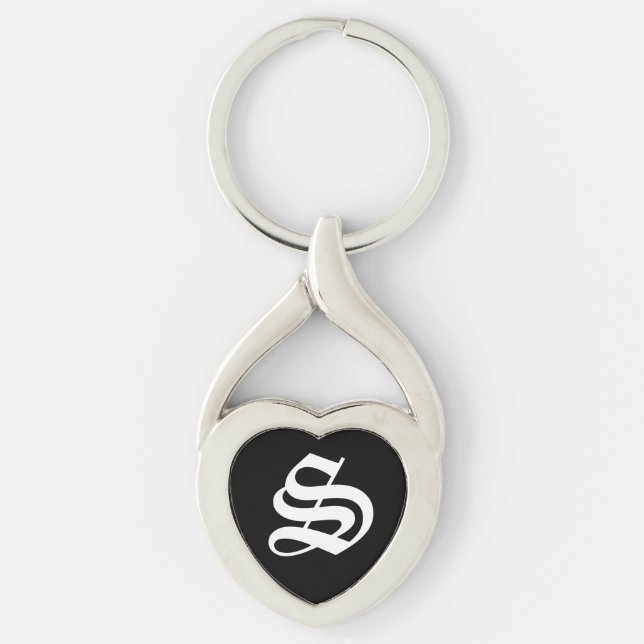 "S" Black Heart Keychain (Front)