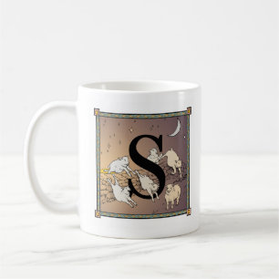 S- Counting Sheep Letterblock Mug- the Letter "S" Coffee Mug