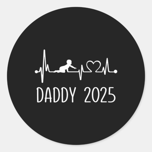S Daddy Est 2025 Frequency Pulse New Daddy To Be Classic Round Sticker (Front)
