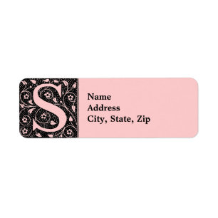S Floral vintage monogram Return Address Label