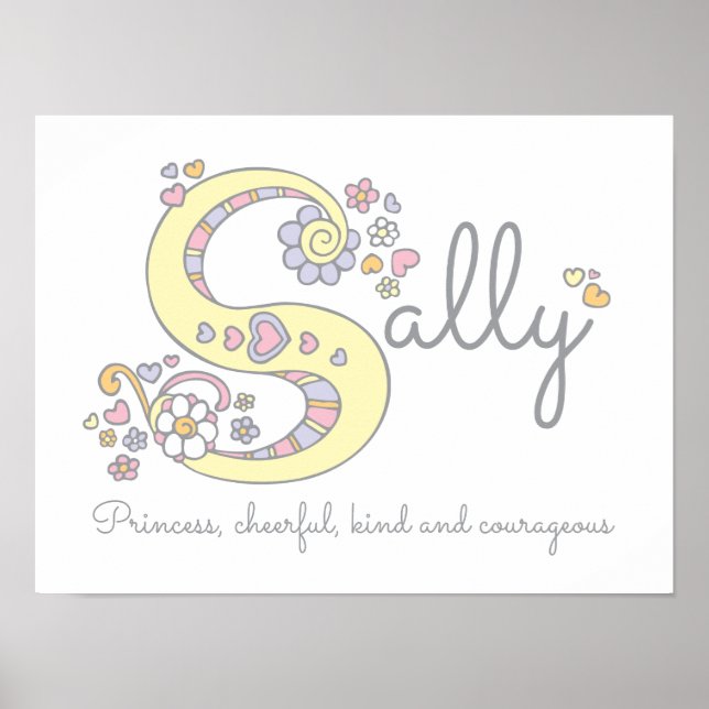 S for Sally monogram letter art name meaning Poster (Front)