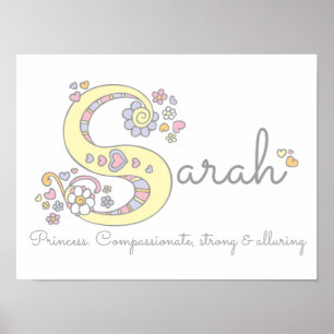 S for Sarah monogram letter art name meaning Poster