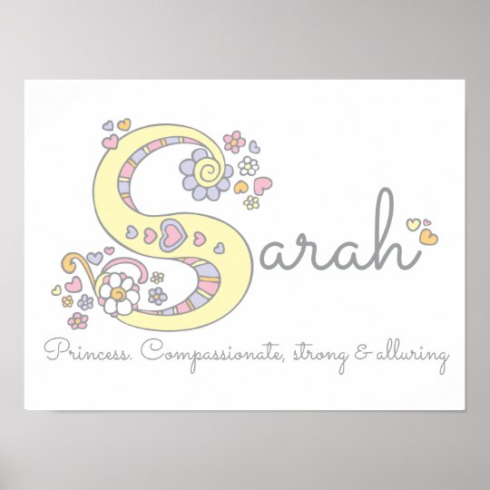 S For Sarah Monogram Letter Art Name Meaning Poster Zazzle Com Au