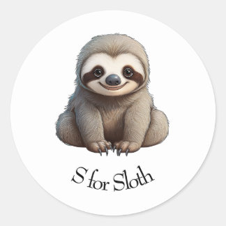 S for Sloth Classic Round Sticker
