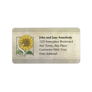 S for Sunflowers Monogram Art Label