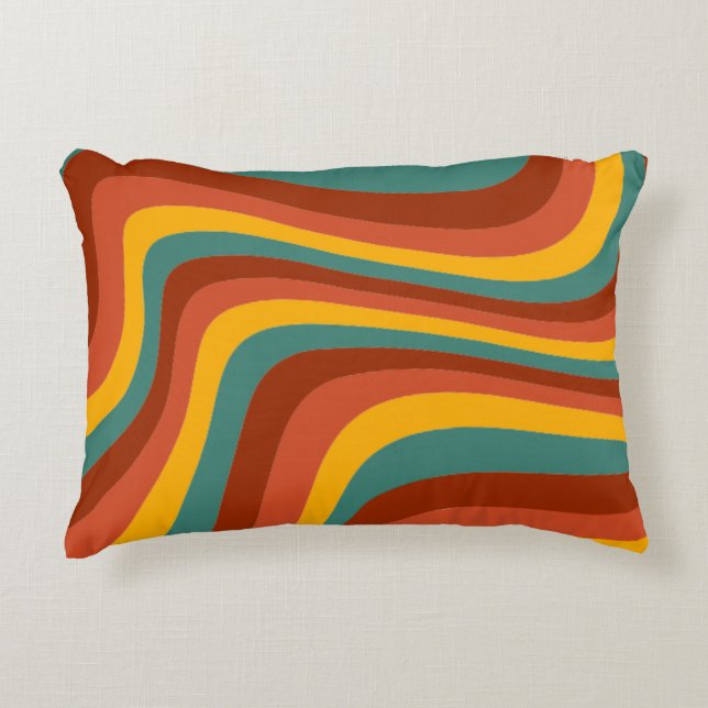 S Groovy Wavy 70s Pattern Decorative Cushion (Front)