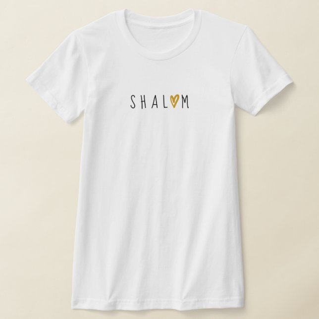 S H A L O M  with a Gold Heart  T-Shirt (Laydown)