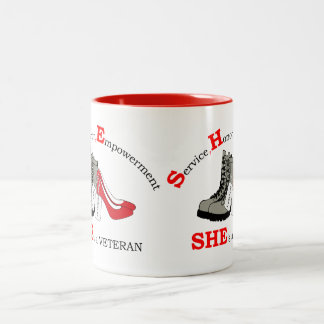 S H E is a Veteran Two-Tone Coffee Mug