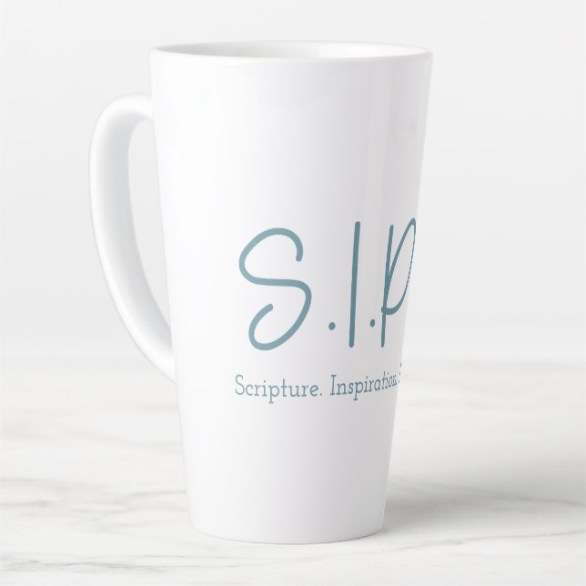 S.I.P.S. Tall Latte Mug - Blue (Left Angle)