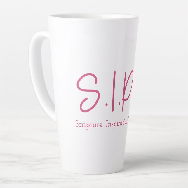 S.I.P.S. Tall Latte Mug - Pink (Left Angle)