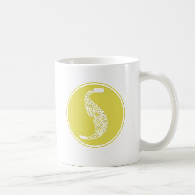 S Initial Floral Monogram Coffee Mug (Right)