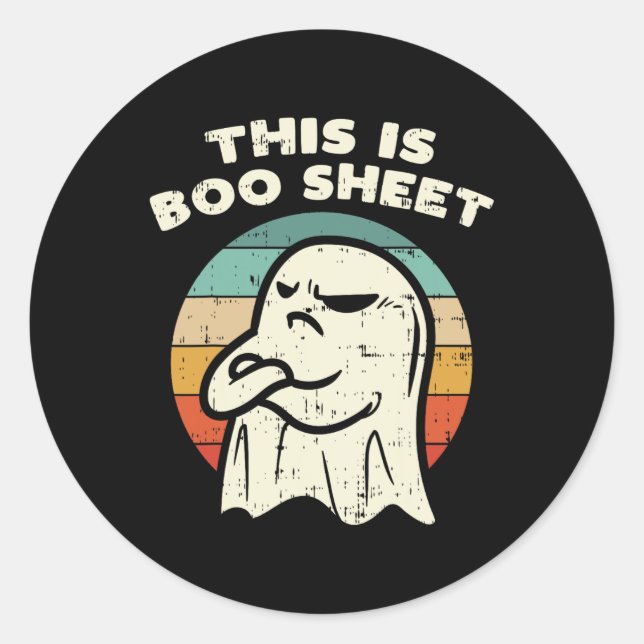 s is boo sheet ghost retro halloween costume men w classic round sticker (Front)